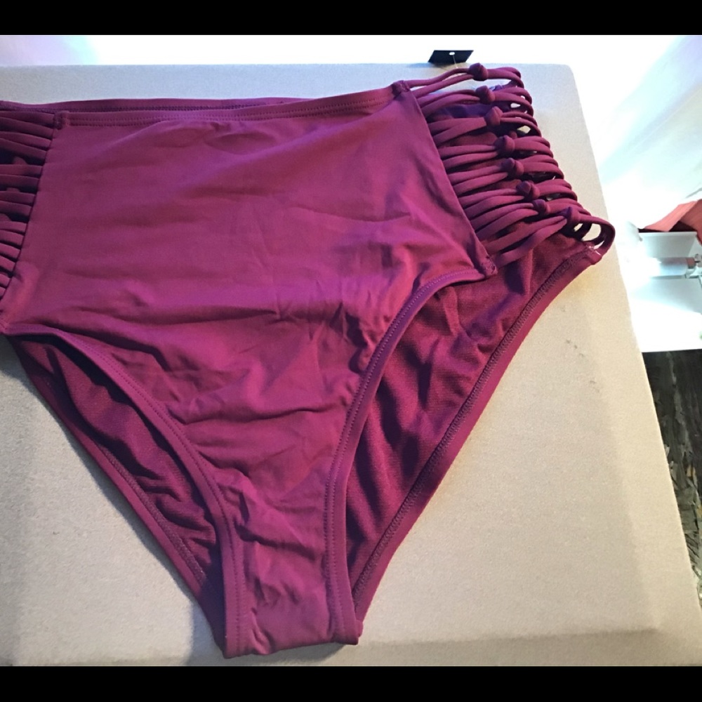 Ambrielle Burgundy HW Swim Bottoms